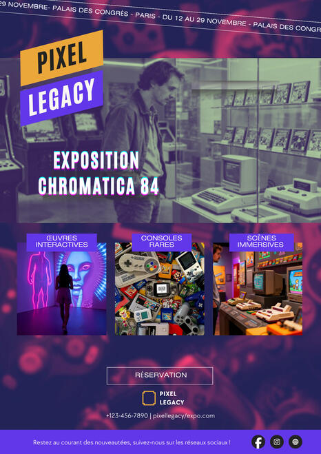 Création visuelle immersive pour l’exposition Chromatica 84 réalisée par une agence de communication digitale spécialisée en branding créatif et identité visuelle.